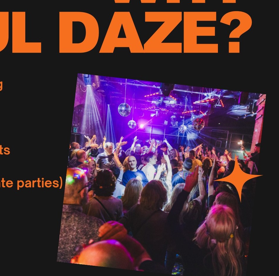 Packed dancefloor at Soul Daze corporate event